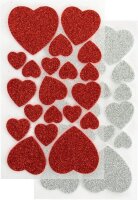 folia Moosgummi Glitter Herzen rot und silber 40 St.