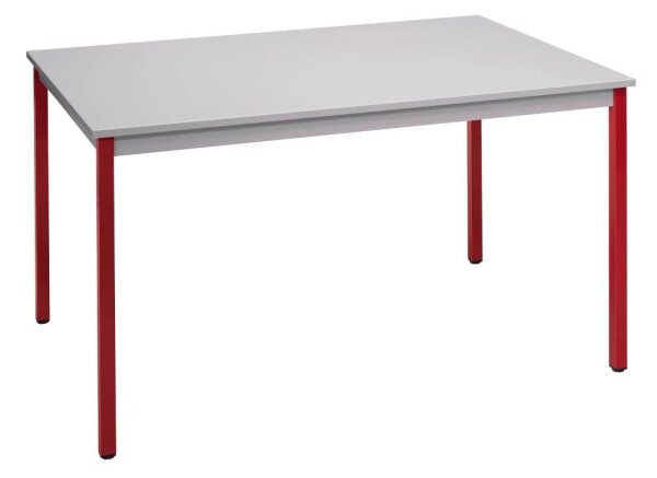 SODEMATUB Mehrzwecktisch lichtgrau, rot rechteckig, Vierkantrohr rot, 180,0 x 80,0 x 74,0 cm