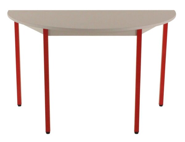 SODEMATUB Mehrzwecktisch lichtgrau, rot halbrund, Vierkantrohr rot, 120,0 x 60,0 x 74,0 cm