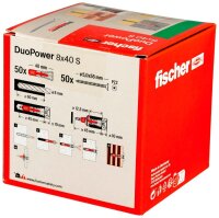 fischer DuoPower 8x40 S 2K 535460 Dübel mit Schrauben Ø 8 mm x 40 mm, 50 St.