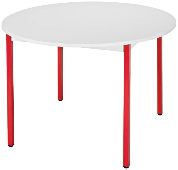 SODEMATUB Mehrzwecktisch lichtgrau, rot rund, Vierkantrohr rot, 80,0 x 80,0 x 74,0 cm