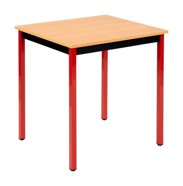 SODEMATUB Mehrzwecktisch buche, rot rechteckig, Vierkantrohr rot, 70,0 x 60,0 x 74,0 cm