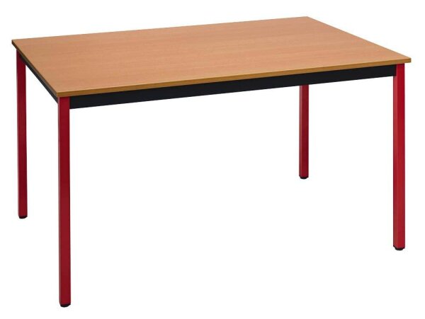 SODEMATUB Mehrzwecktisch buche, rot rechteckig, Vierkantrohr rot, 160,0 x 80,0 x 74,0 cm