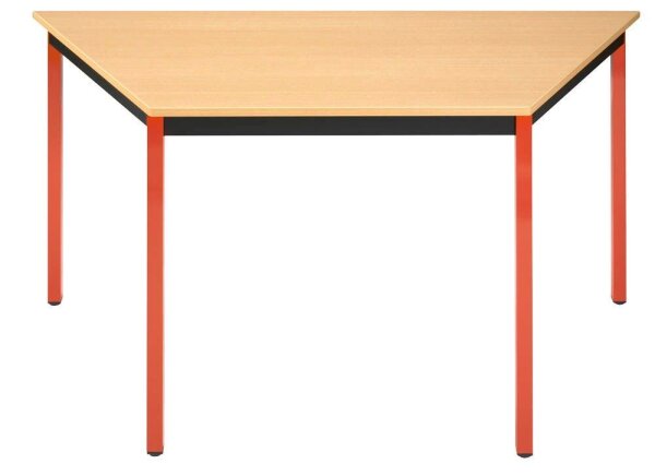 SODEMATUB Mehrzwecktisch buche, rot Trapezform, Vierkantrohr rot, 60,0/120,0 x 60,0 x 74,0 cm