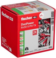 fischer DuoPower 6x30 S PH TX 545838 Dübel mit Schrauben Ø 6 mm x 30 mm, 100 St.