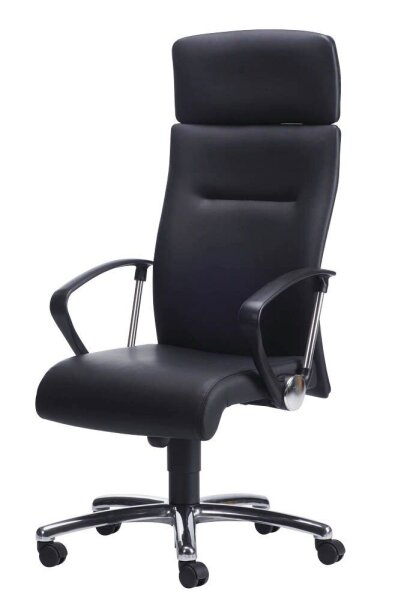 Nowy Styl Chefsessel Eco Lux Leder schwarz, Gestell chrom
