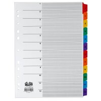 dots Ordnerregister Mylar DIN A4 Vollformat 1-12 farbig...