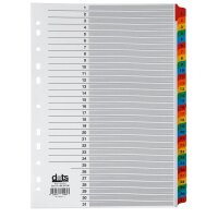 dots Ordnerregister Mylar DIN A4 Vollformat 1-31 farbig...