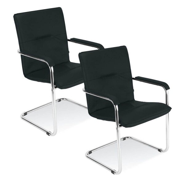Nowy Styl Besucherstühle Rumba RUMBA CR SP01 schwarz Leder, 2 St.