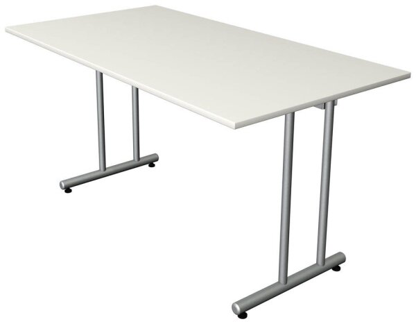 Kerkmann Smart office Schreibtisch weiß rechteckig, C-Fuß-Gestell silber 140,0 x