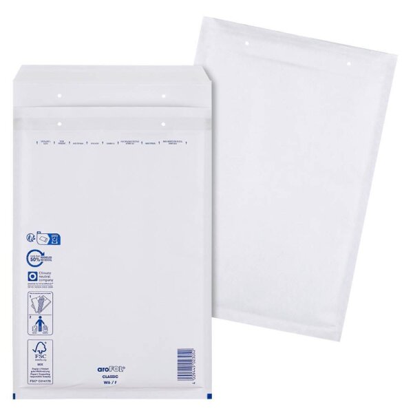 aroFOL® CLASSIC Luftpolstertaschen W6/F weiß für DIN A4, 100 St.