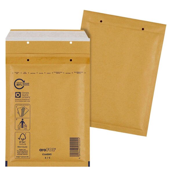 aroFOL® CLASSIC Luftpolstertaschen 3/C braun für DIN A5, 100 St.
