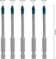BOSCH Fliesenbohrer-Set EXPERT HEX-9 MultiConstruction, 5-teilig