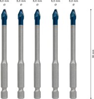 BOSCH Fliesenbohrer-Set EXPERT HEX-9 HardCeramic, 5-teilig