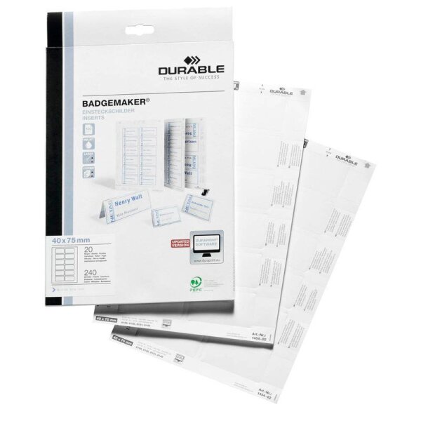 DURABLE Einsteckschilder für Namensschilder Badgemaker 7,5 x 4,0 cm, 240 St.