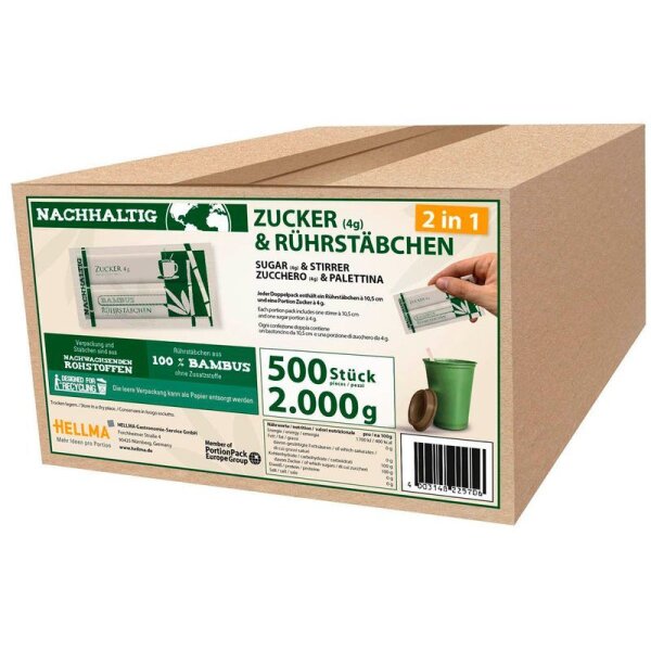 HELLMA Zuckersticks mit Rührstäbchen, 500 St.
