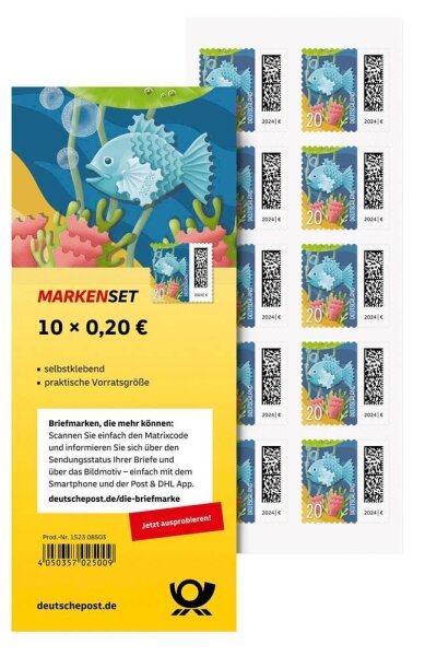 Deutsche Post 0,20 € Briefmarken "Zackenbarsch" selbstklebend, 10 St.