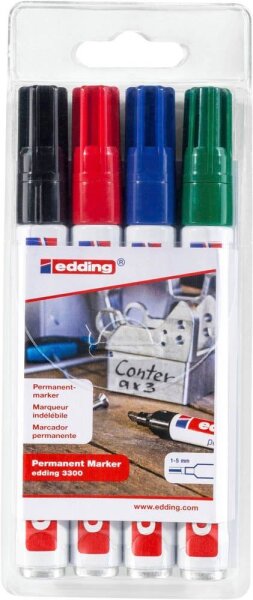 edding 3300 Permanentmarker farbsortiert 1,0 - 5,0 mm, 4 St.