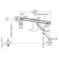 Neomounts Monitor-Halterung NM-D775DXBLACK schwarz für 2 Monitore, Tischklemme, Tischbohrung