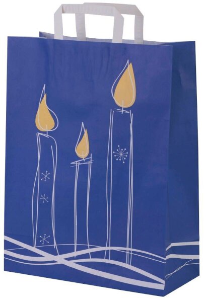 250 VP Geschenktüten Kerze blau/weiß 22,0 x 28,0 cm