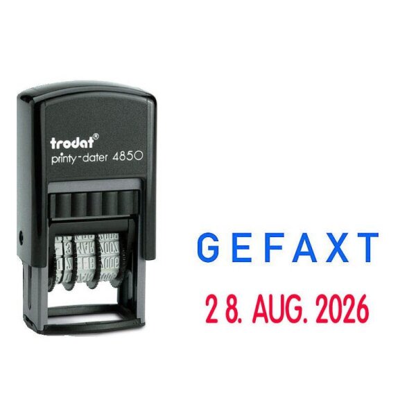 "trodat Datumstempel mit Text ""Gefaxt"" printy-dater 4850/L selbstfärbend blau