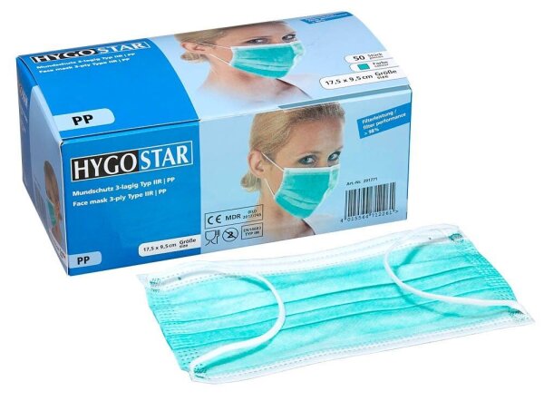 HYGOSTAR medizinischer Mundschutz DIN EN 14683 Typ II R, 50 St.