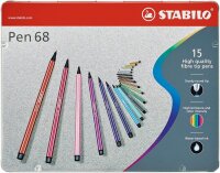 STABILO Pen 68 Filzstifte farbsortiert, 15 St.