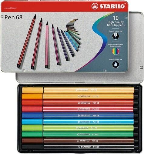 STABILO Pen 68 Filzstifte farbsortiert, 10 St.