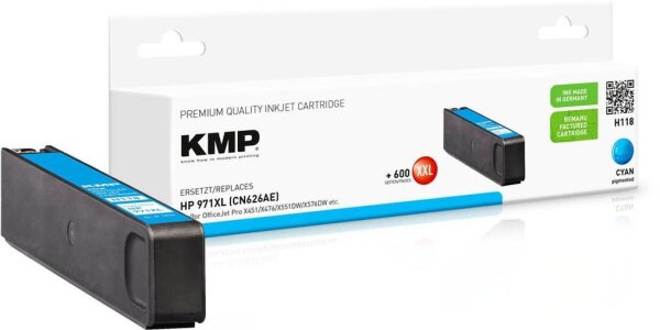KMP H118 cyan Druckerpatrone kompatibel zu HP 971XL (CN626AE)