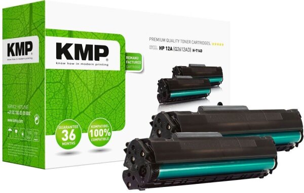 KMP H-T14D  schwarz Toner kompatibel zu HP 12A; Canon  703(Q2612AD;  7616A005), 2er-Set