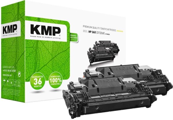 KMP H-245XD  schwarz Toner kompatibel zu HP 26X; Canon  052H(CF226XD;  2200C002), 2er-Set