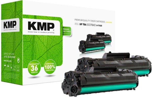 KMP H-T152D  schwarz Toner kompatibel zu HP 78A (CE278AD), 2er-Set
