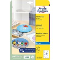 50 AVERY Zweckform CD-Etiketten C9660-25 weiß