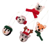 folia Deko-Anhänger Filzkugeln Wintertiere mehrfarbig
