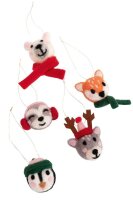 folia Deko-Anhänger Filzkugeln Wintertiere mehrfarbig