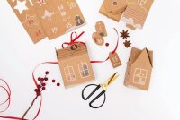 folia Adventskalender Hygge Dorf natur, weiß, rot