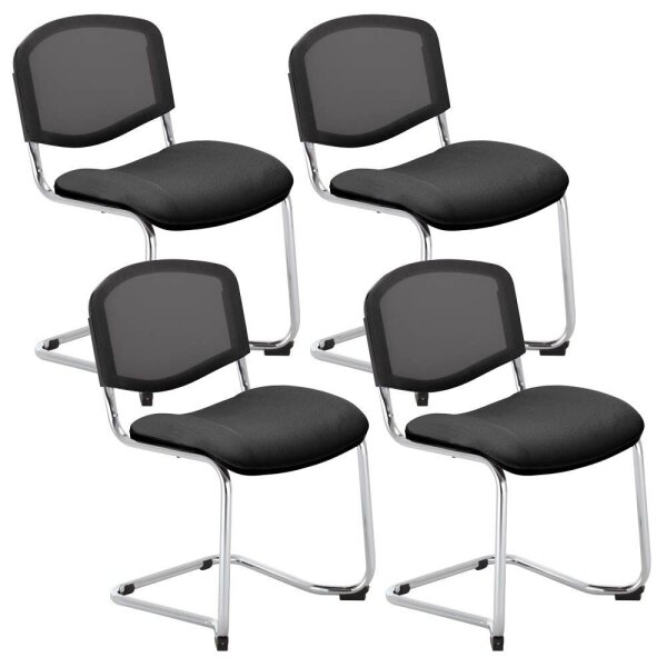 Nowy Styl Besucherstuhl Iso Ergo Mesh anthrazit, schwarz Stoff, 4 St.