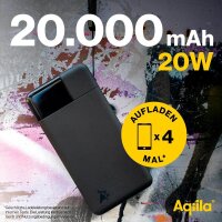 Aqiila® POWERBIRD B20 Powerbank 20.000 mAh schwarz