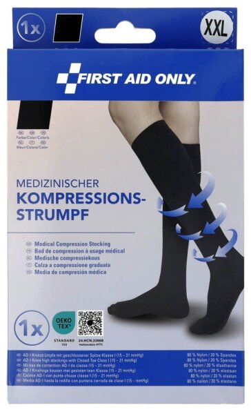 FIRST AID ONLY® Kompressionsstrümpfe, geschlossene Spitze schwarz Größe XXL 1 St.
