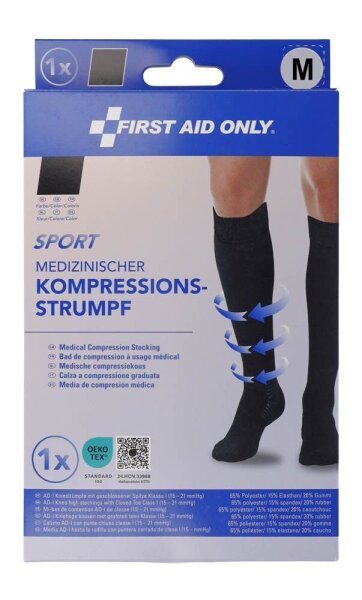 FIRST AID ONLY® Kompressionsstrümpfe, geschlossene Spitze SPORT schwarz Größe M 1 St.
