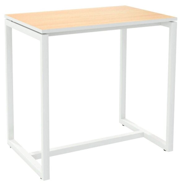 meet powered by PAPERFLOW Stehtisch easyDesk buche rechteckig, Vierkantrohr weiß, 114,0 x 75,0 x 110,0 cm