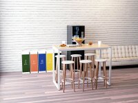 meet powered by PAPERFLOW Stehtisch easyDesk buche rechteckig, Vierkantrohr weiß, 114,0 x 75,0 x 110,0 cm