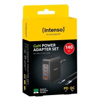 Intenso W140A3C + C520C USB-C Kabel GaN-Ladeadapter weiß, 140 Watt