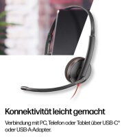 poly Blackwire 3220 USB-Headset schwarz