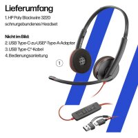 poly Blackwire 3220 USB-Headset schwarz