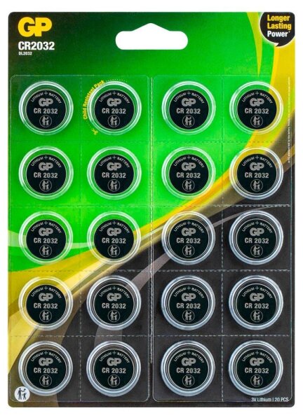 GP Knopfzellen CR2032 Lithium 3,0 V, 20 St.