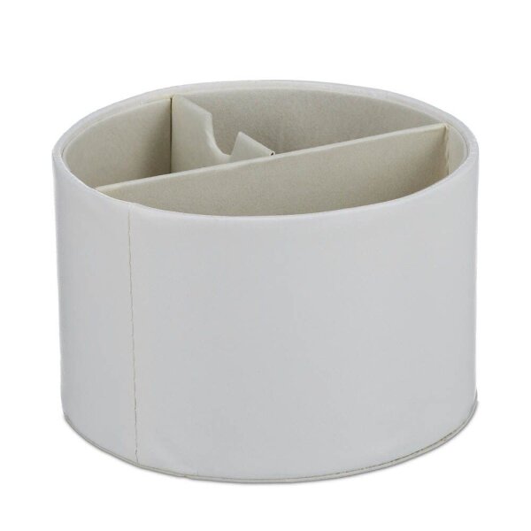 relaxdays Stiftehalter creme Lederimitat 3 Fächer 16,0 x 16,0 x 11,5 cm