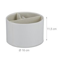 relaxdays Stiftehalter creme Lederimitat 3 Fächer 16,0 x 16,0 x 11,5 cm