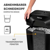 Fellowes Powershred LX25 Aktenvernichter mit Partikelschnitt P-4, 4 x 37 mm, bis 6 Blatt, schwarz