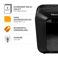 AKTION: Fellowes Powershred LX41 Aktenvernichter mit Partikelschnitt P-4, 4 x 12 mm, bis 8 Blatt, schwarz mit 10 Euro CashBack